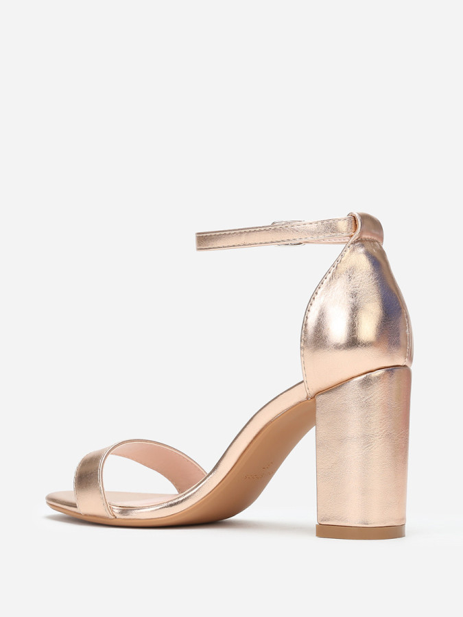 Sandales doré rose à bride et talon carrés