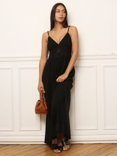 Robe longue noire style bohème