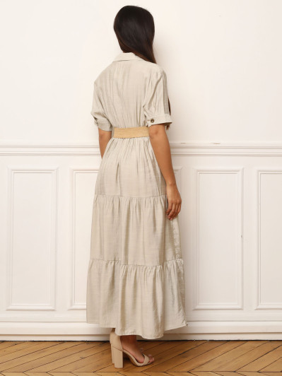 Robe chemise volantée et ceinturée