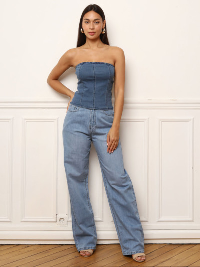 Bustier en jean à fermeture