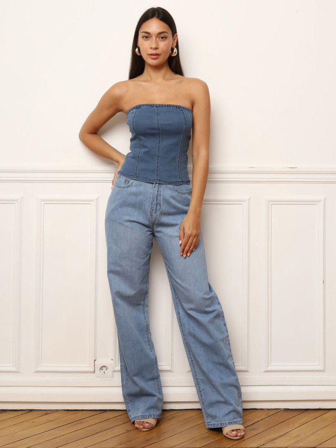 Bustier en jean à fermeture