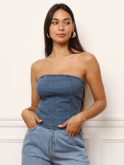 Bustier en jean à fermeture