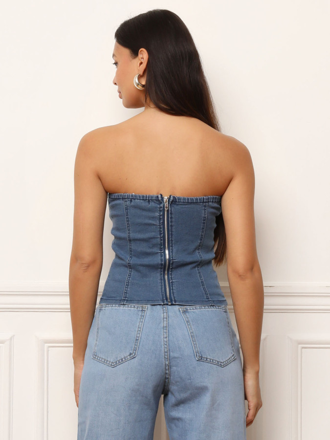 Bustier en jean à fermeture