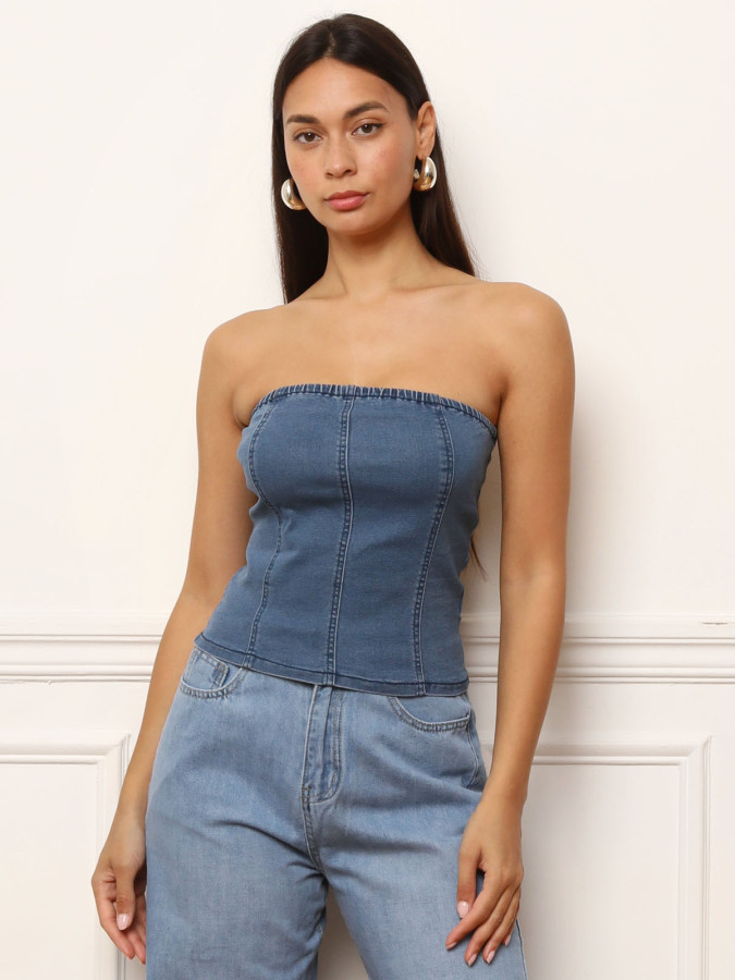 Bustier en jean à fermeture