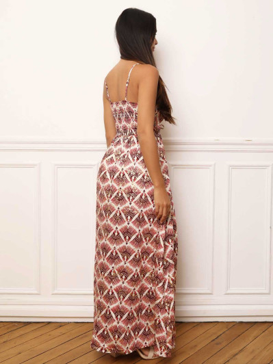 Robe fluide à ceinture et motifs