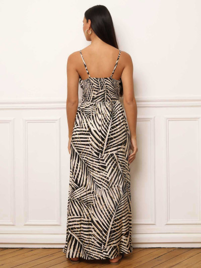 Robe fluide à motifs feuilles