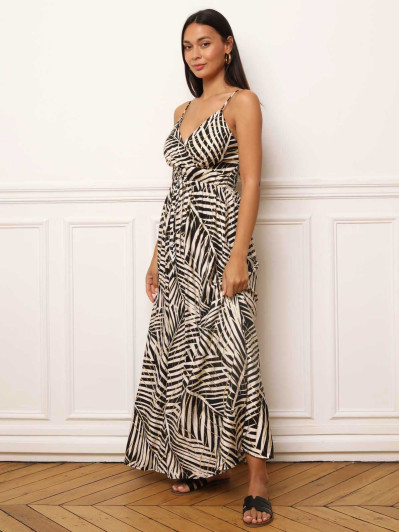 Robe fluide à motifs feuilles
