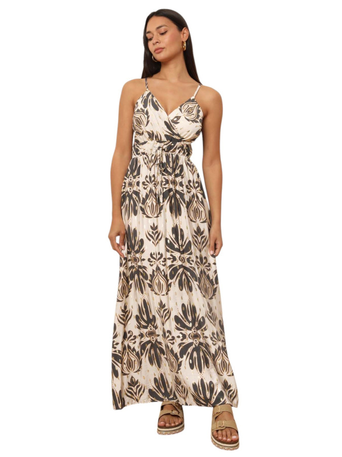 Robe fluide à bretelles et motifs cachemire