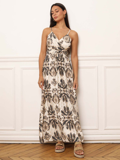 Robe fluide à bretelles et motifs cachemire