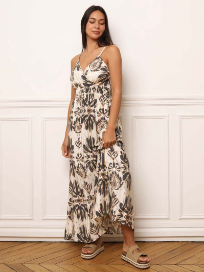 Robe fluide à bretelles et motifs cachemire