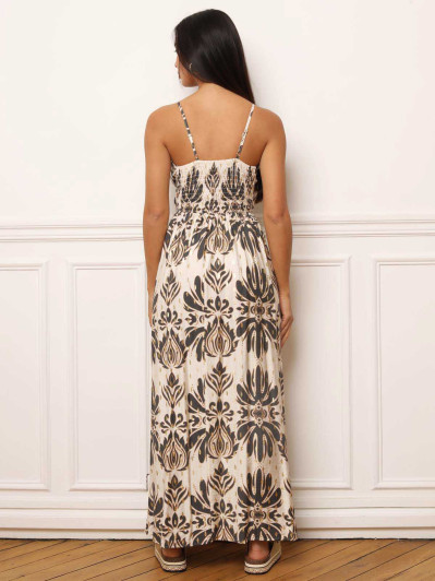 Robe fluide à bretelles et motifs cachemire