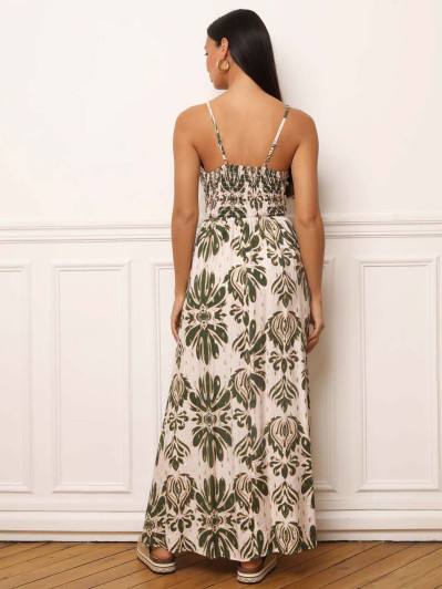 Robe fluide à bretelles et motifs cachemire