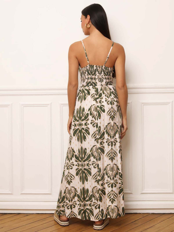 Robe fluide à bretelles et motifs cachemire