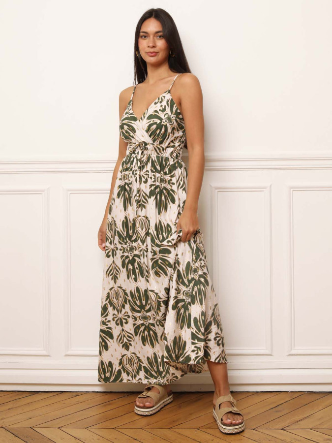 Robe fluide à bretelles et motifs cachemire