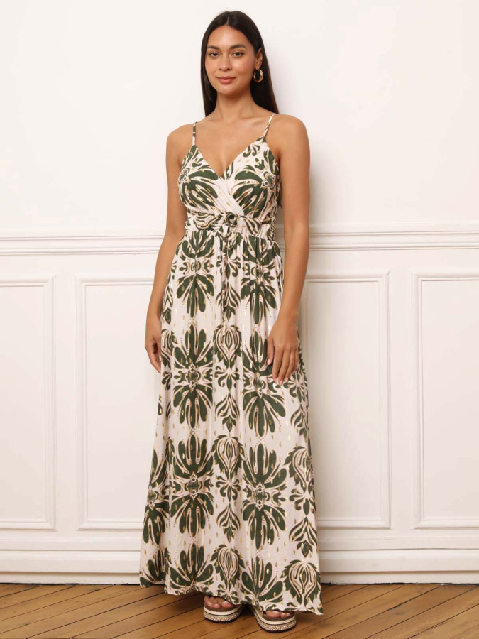 Robe fluide à bretelles et motifs cachemire