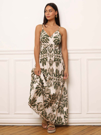 Robe fluide à bretelles et motifs cachemire