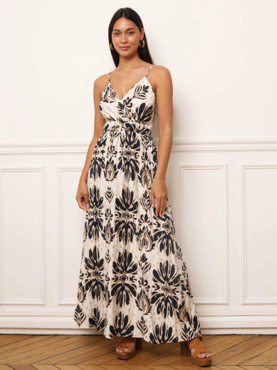 Robe fluide à bretelles et motifs cachemire