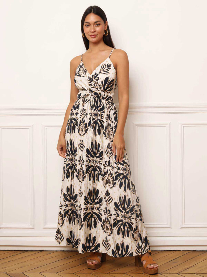 Robe fluide à bretelles et motifs cachemire