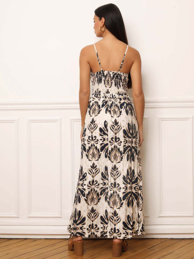 Robe fluide à bretelles et motifs cachemire
