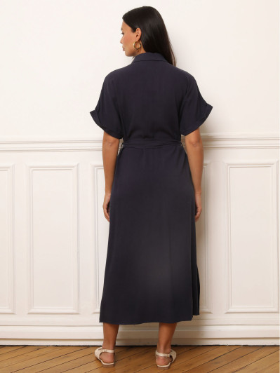 Robe chemise longue à ceinture