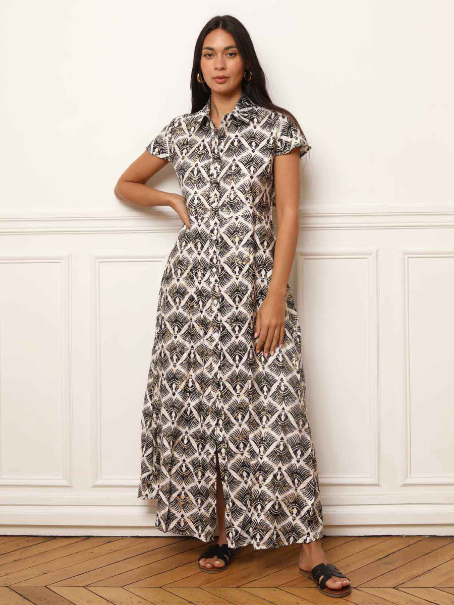 Asos Design Robe Chemise BoutonnÃ©e Devant Hippocampe Motif Robes