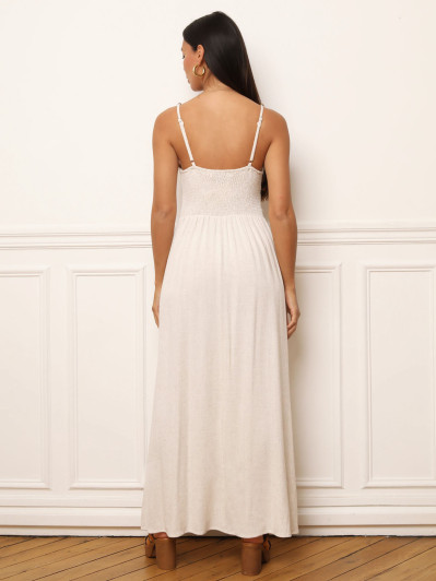 Robe longue beige style bohème