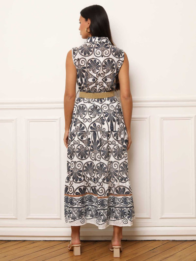 Robe chemise à motif cachemire et ceinture