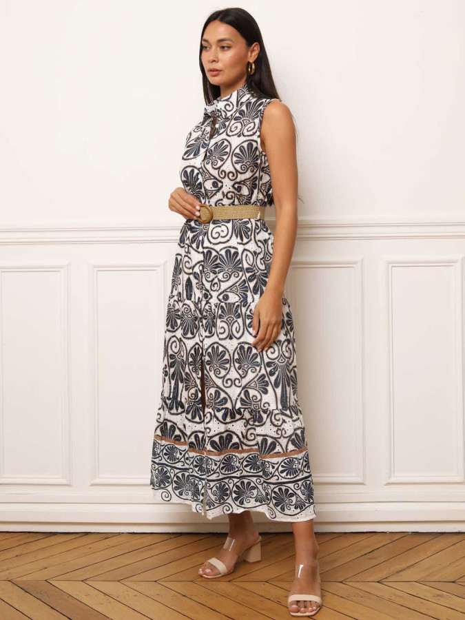 Robe chemise à motif cachemire et ceinture