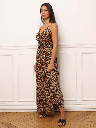 Robe longue et fluide à imprimé animal