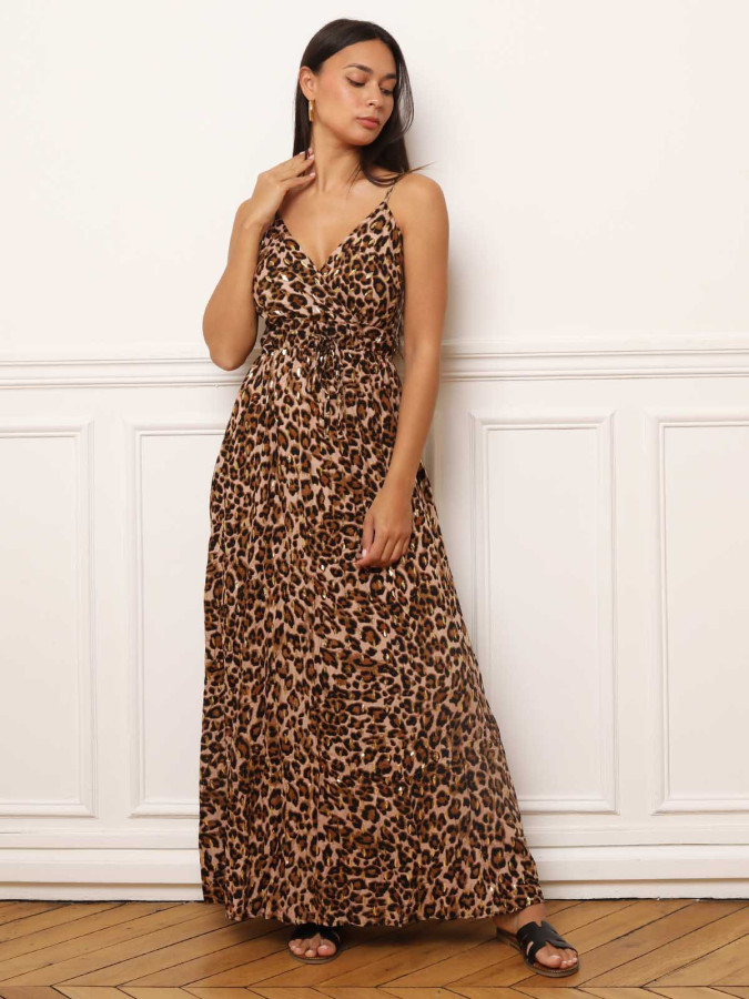 Robe longue et fluide à imprimé animal