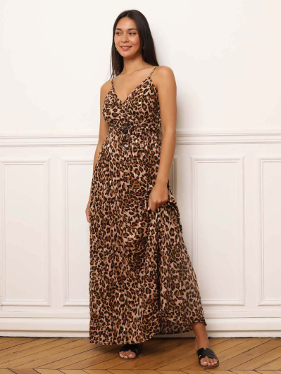 Robe longue et fluide à imprimé animal