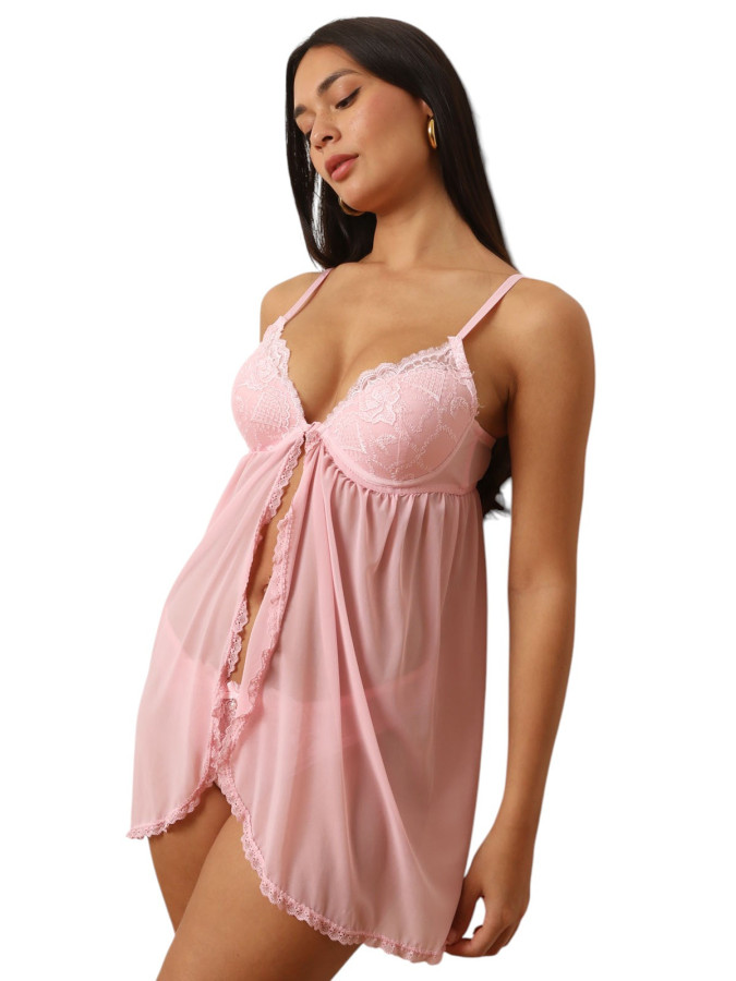 Ensemble nuisette et tanga en tulle et dentelle