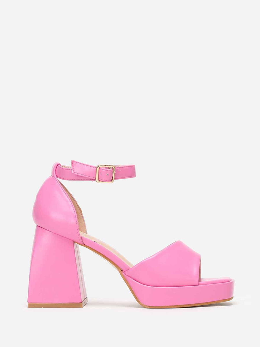 Sandales babies roses à talon trapèze