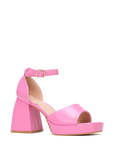 Sandales babies roses à talon trapèze