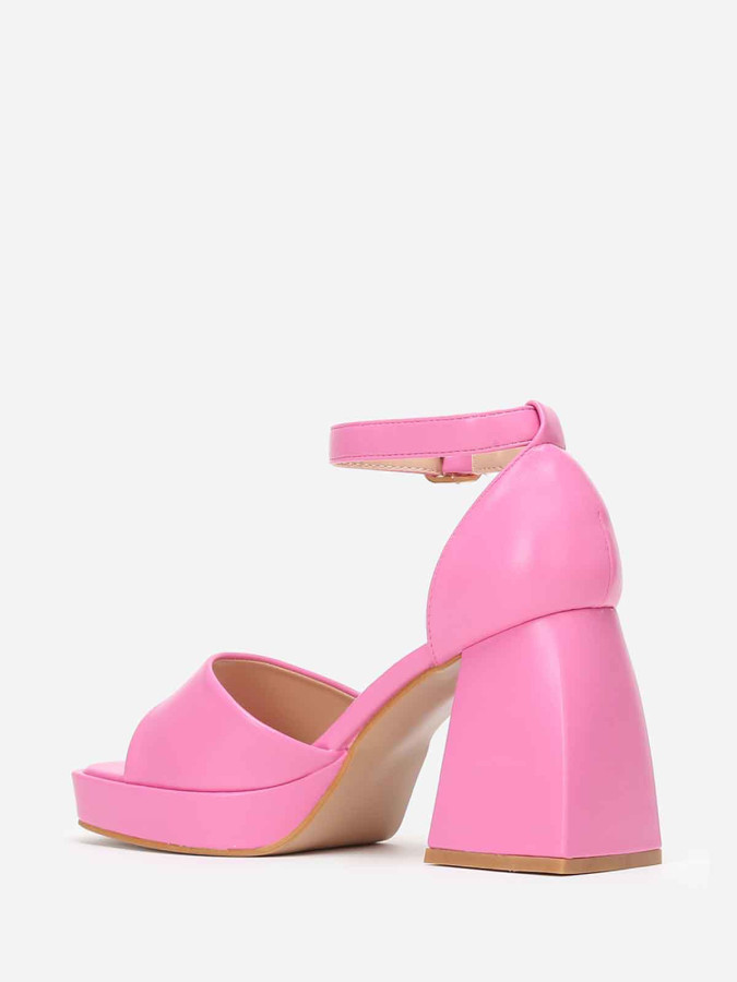 Sandales babies roses à talon trapèze