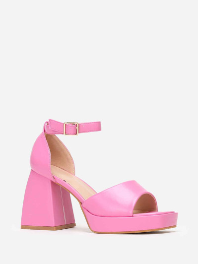 Sandales babies roses à talon trapèze