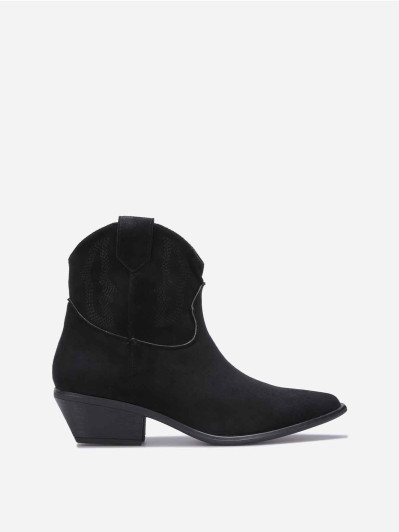 Bottines santiags en suédine à surpiqûres