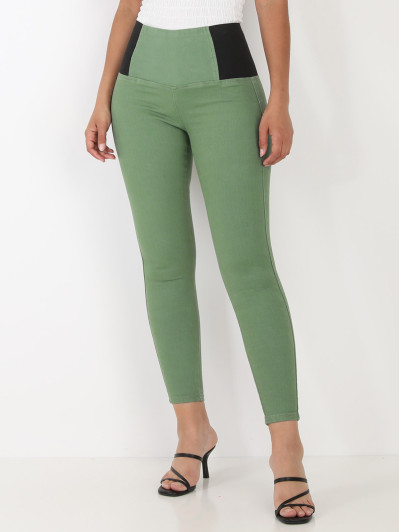 Tregging kaki à large élastique