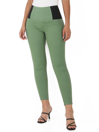 Tregging kaki à large élastique