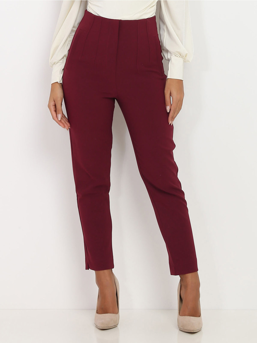 Pantalon droit prune taille haute