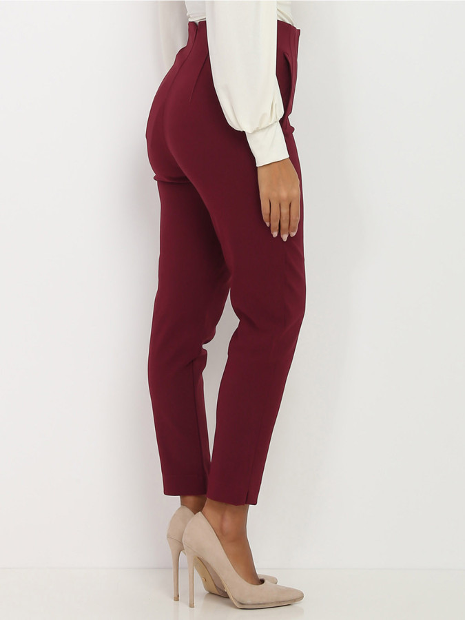 Pantalon droit prune taille haute