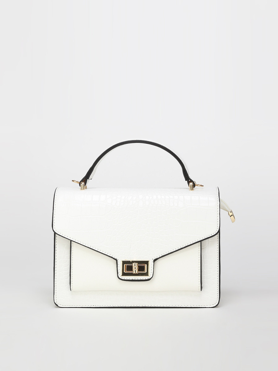 Sac à main  style cartable effet croco