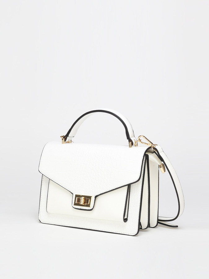 Sac à main  style cartable effet croco