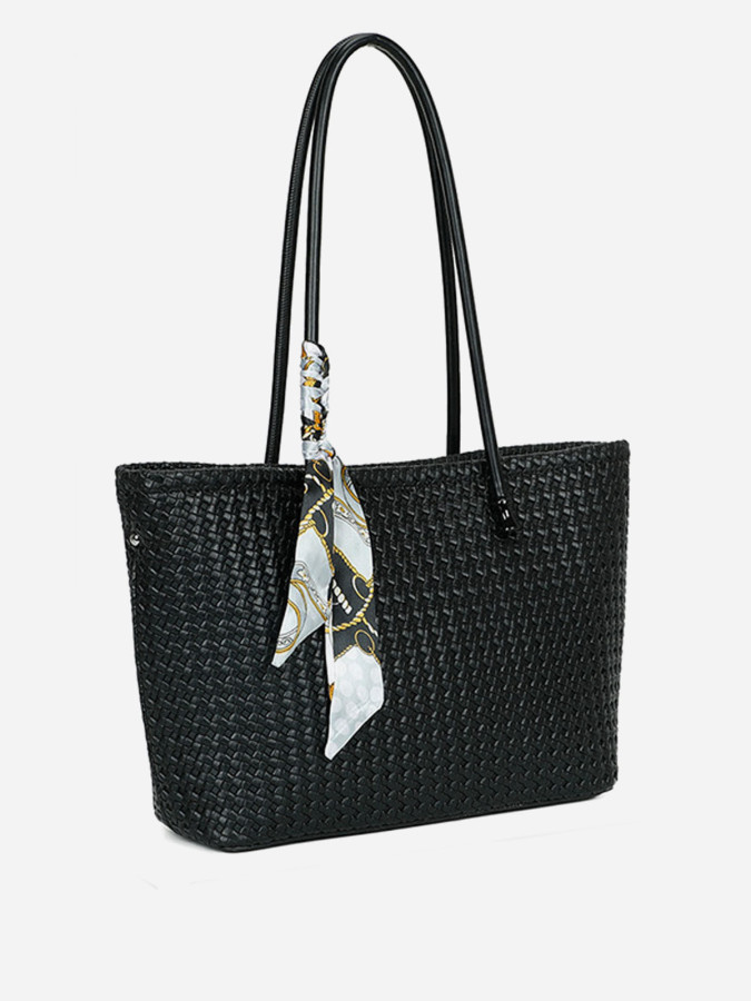 Sac cabas à motifs et foulard noir