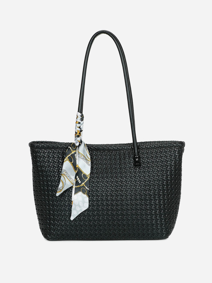 Sac cabas à motifs et foulard noir