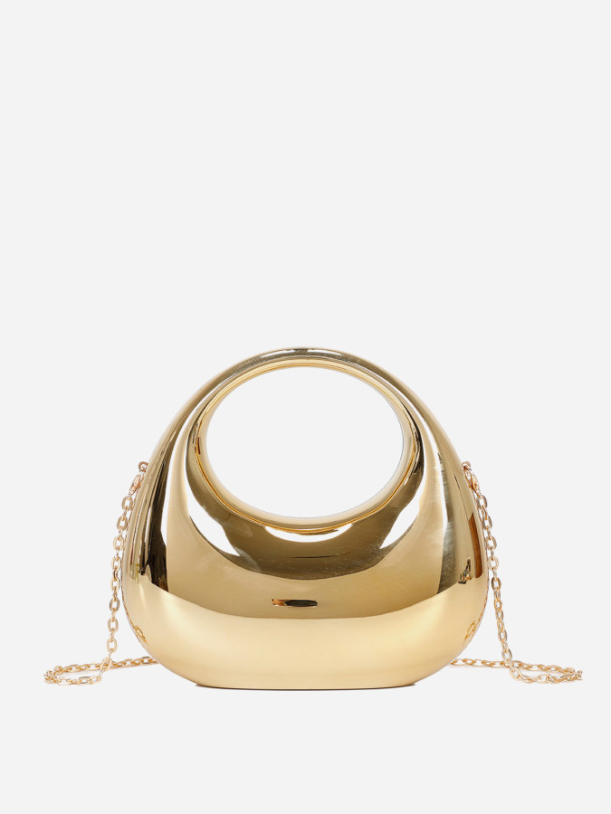 Sac demi lune effet miroir doré