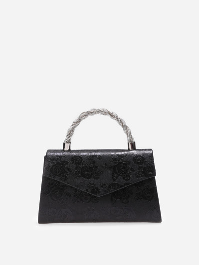 Sac à main avec anse à strass noir