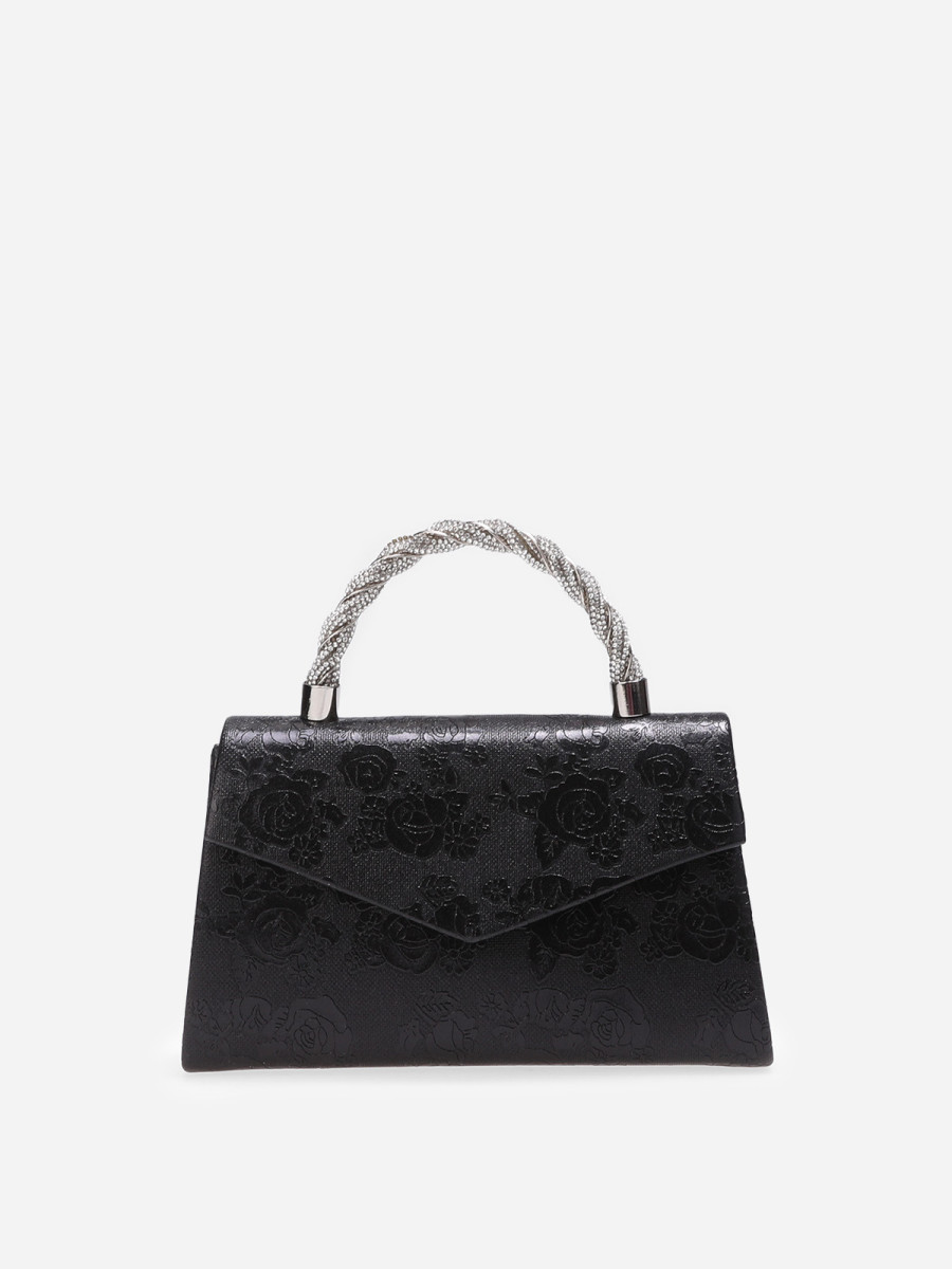 Sac à main avec anse à strass noir