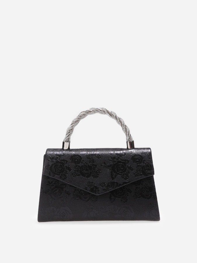Sac à main avec anse à strass noir