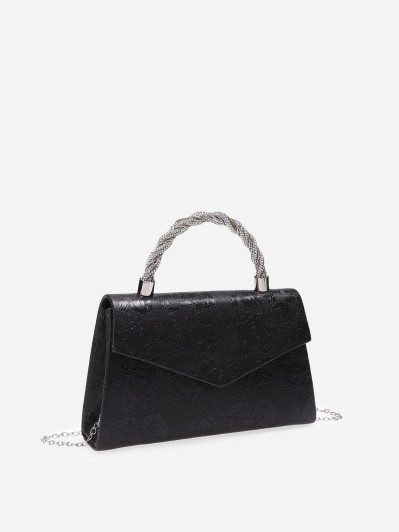 Sac à main avec anse à strass noir